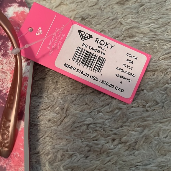 NWT! Girls Size 4 Roxy Tahiti VII Flip Flips - Picture 2 of 4